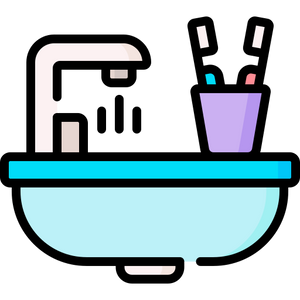 Rinse brush and sink