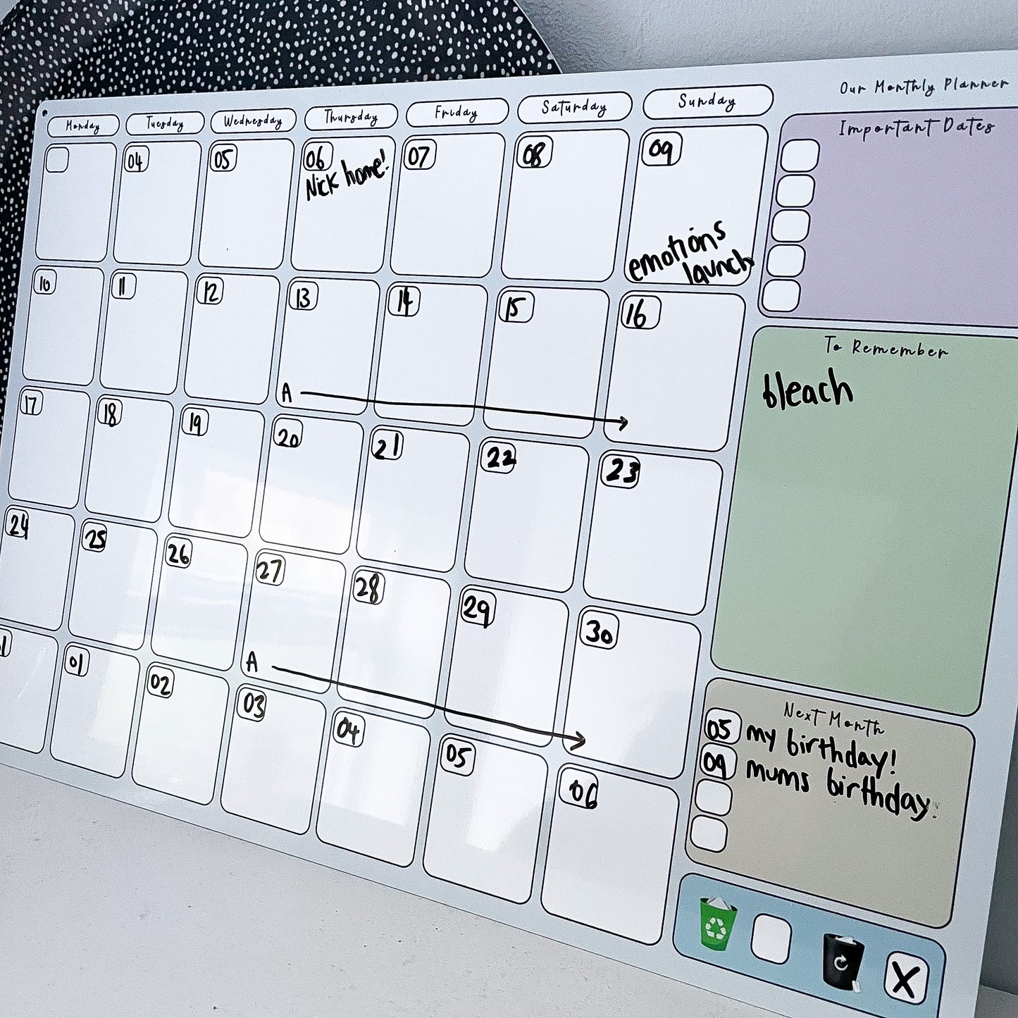 Monthly Planner Whiteboard