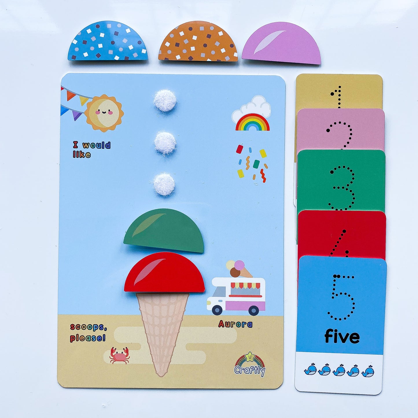 Ice-cream counting first numbers to 5