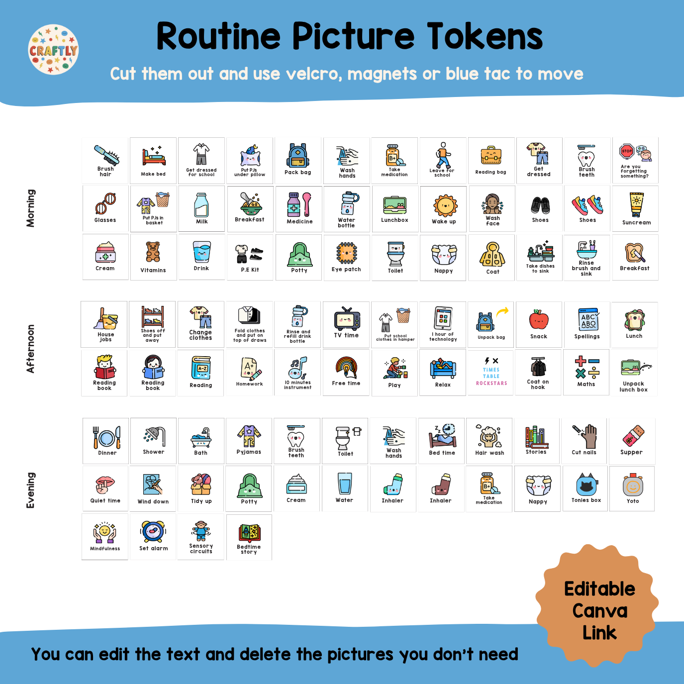 Downloadable Visual Timetable EDITABLE Visual Timetable Printable – Craftly Ltd