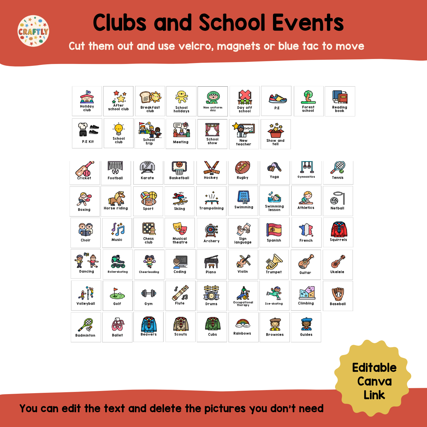 Downloadable Visual Timetable EDITABLE Visual Timetable Printable – Craftly Ltd