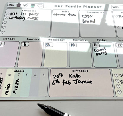 Family Weekly Planner Pastels and Reminders