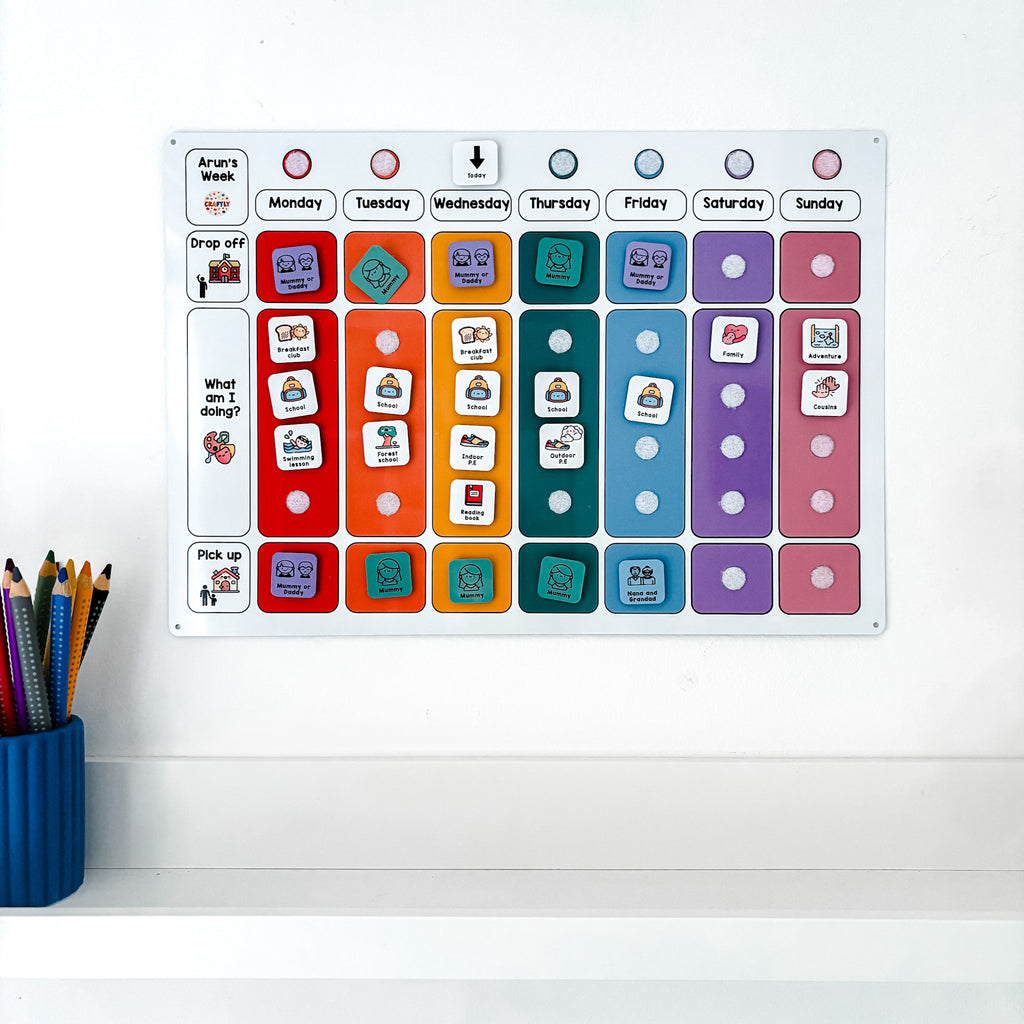 Bespoke Visual Weekly Planner with Drop-Off & Pick-Up Sections ...