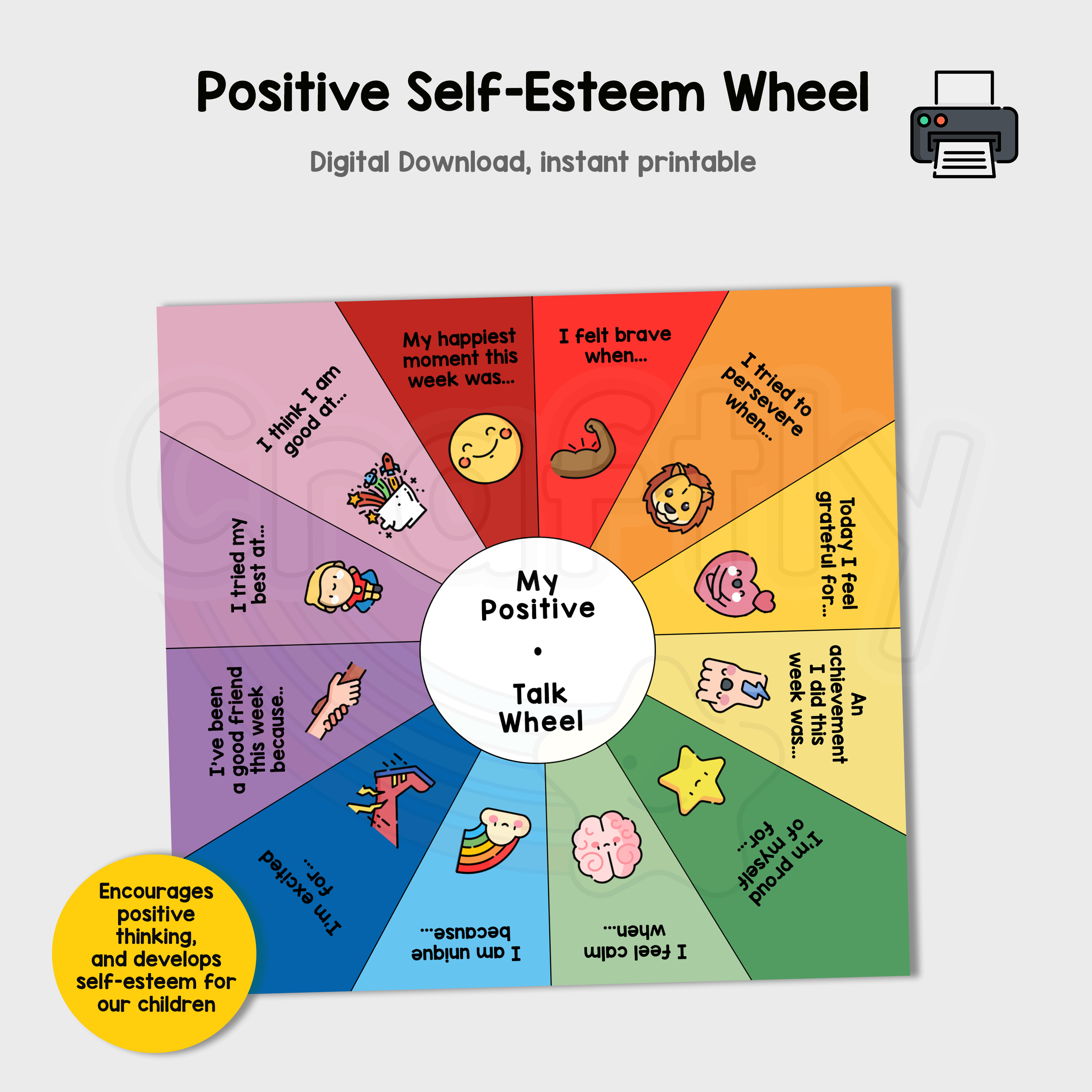 Positive Emjoi Wheel.pdf PRINTABLE Positive Prompts Wheel – Craftly Ltd