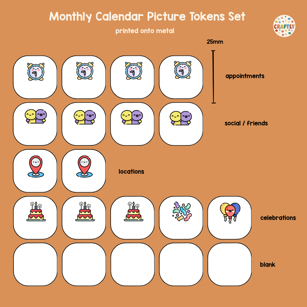 Monthly Calendar Write-On Picture Tokens Set – Craftly Ltd