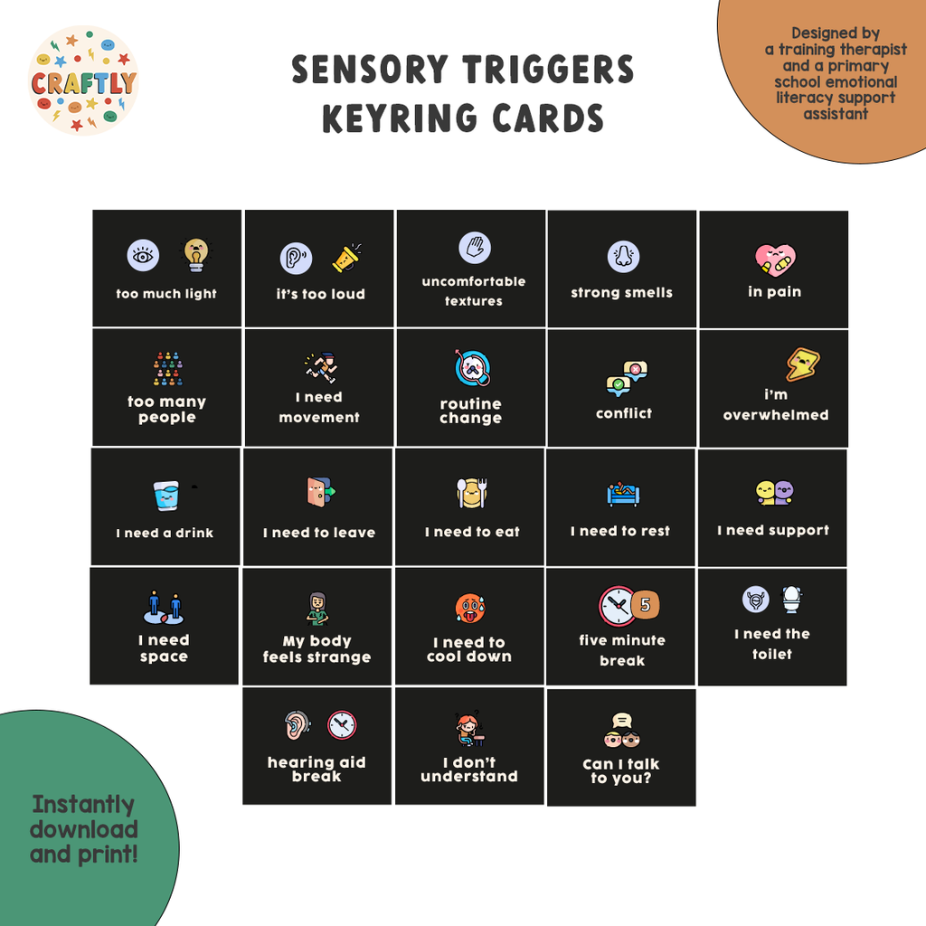 PRINTABLE Sensory Triggers Communication Cards – Craftly Ltd