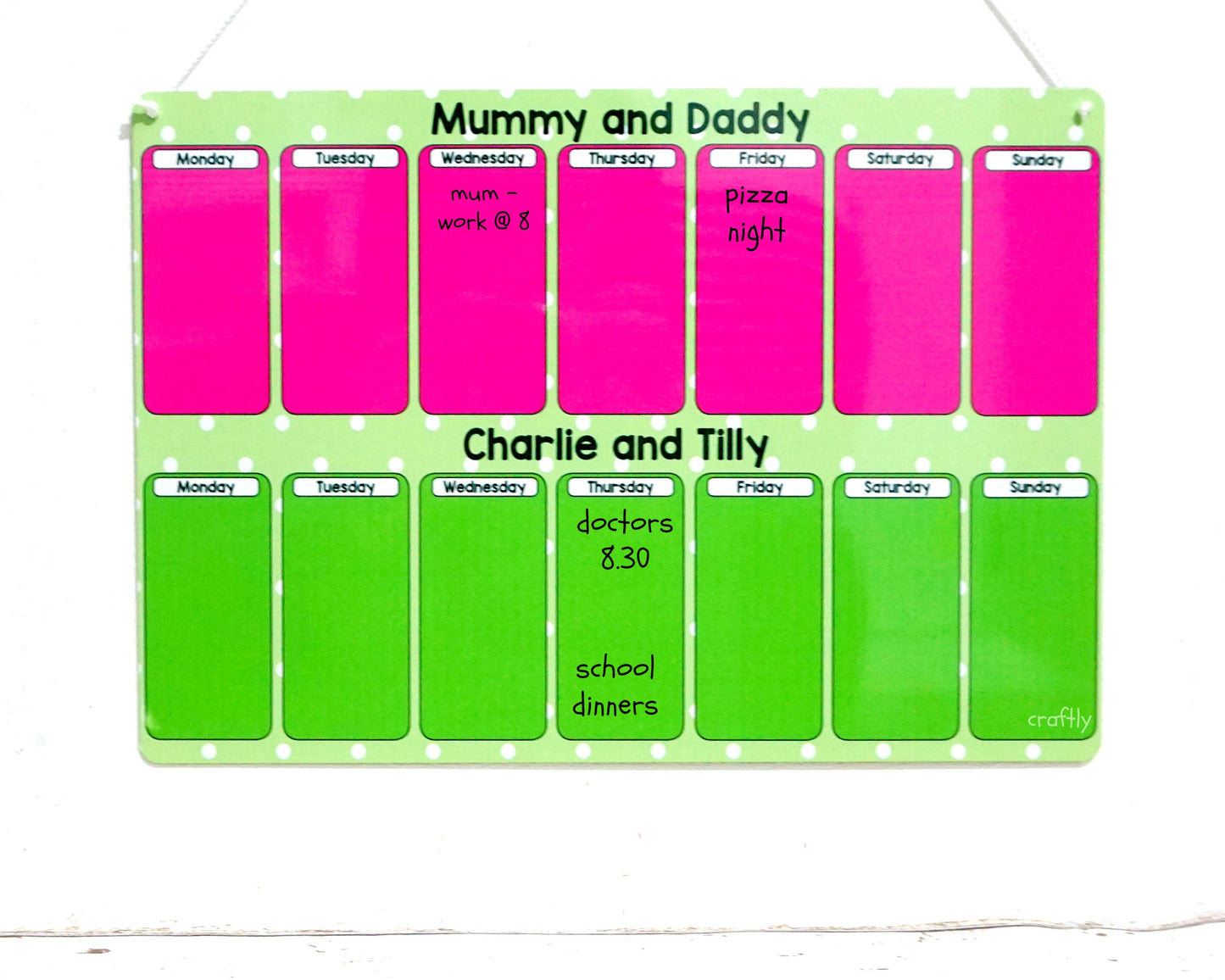 Shared Weekly Planner - Choose your own colours!