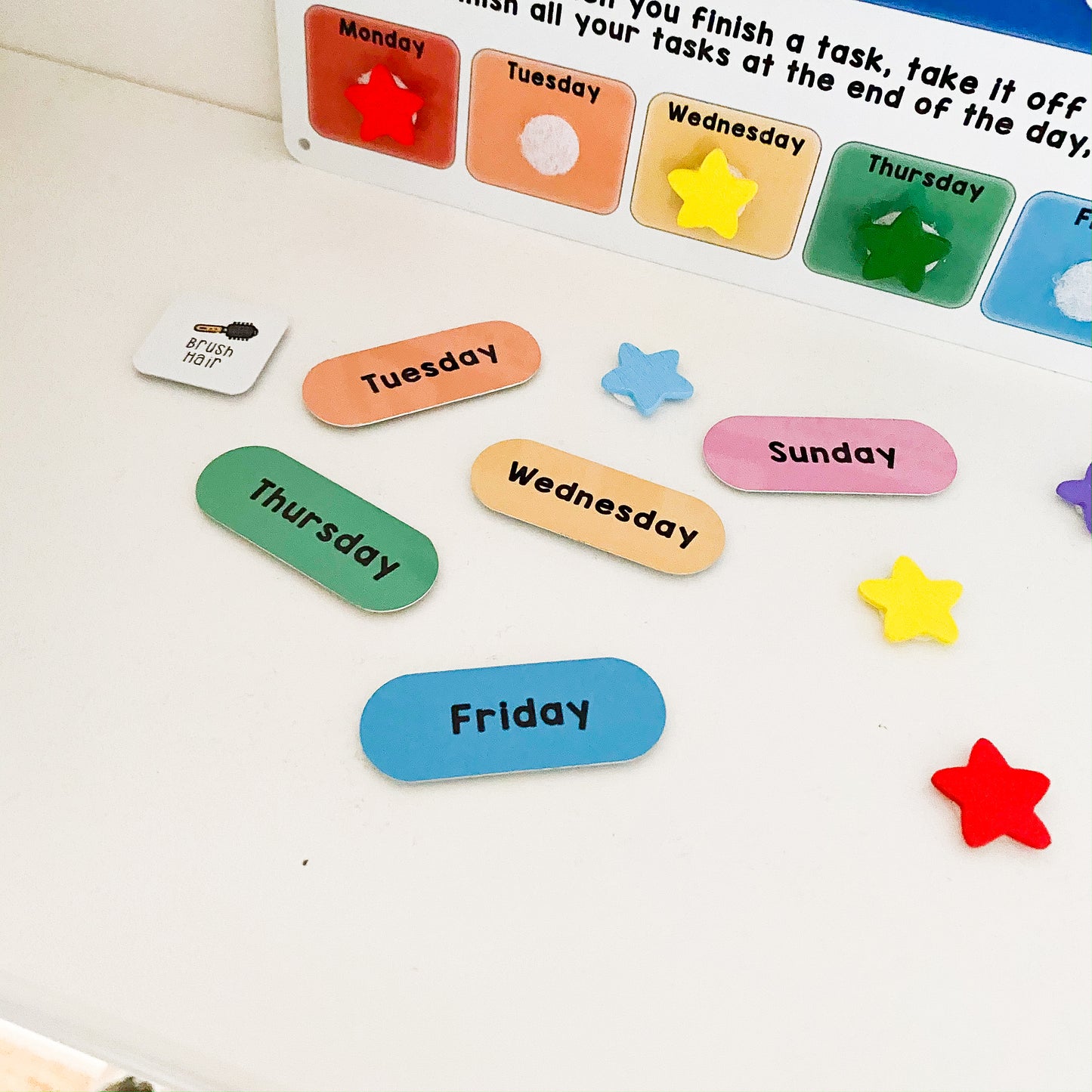 Children's Morning and Evening Routine Chart with Tokens - Rainbow