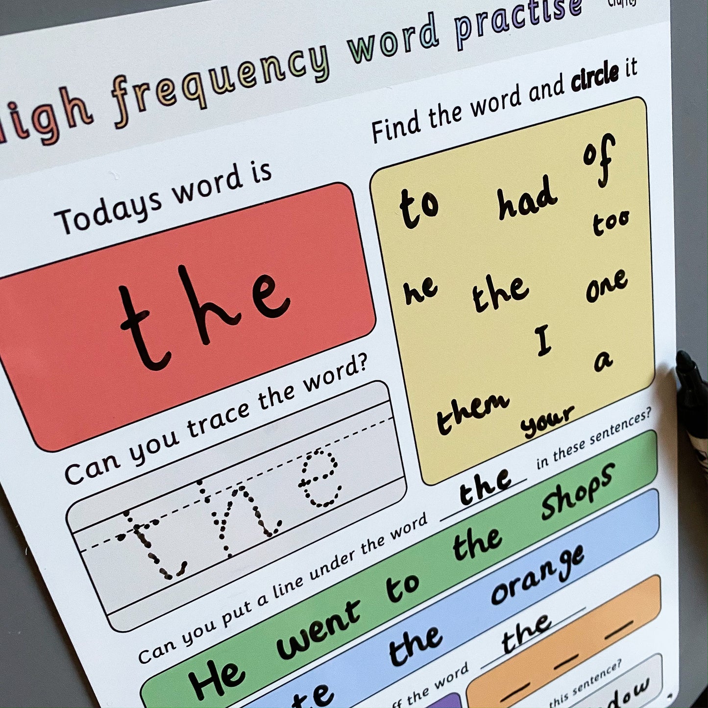 High Frequency Words Practise