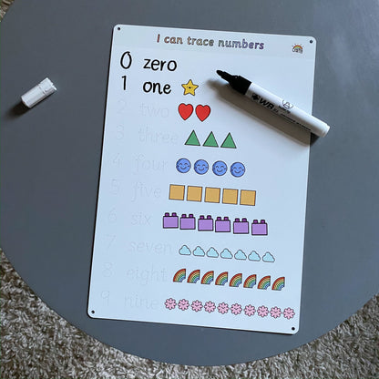 Illustrated Number Tracing Whiteboard