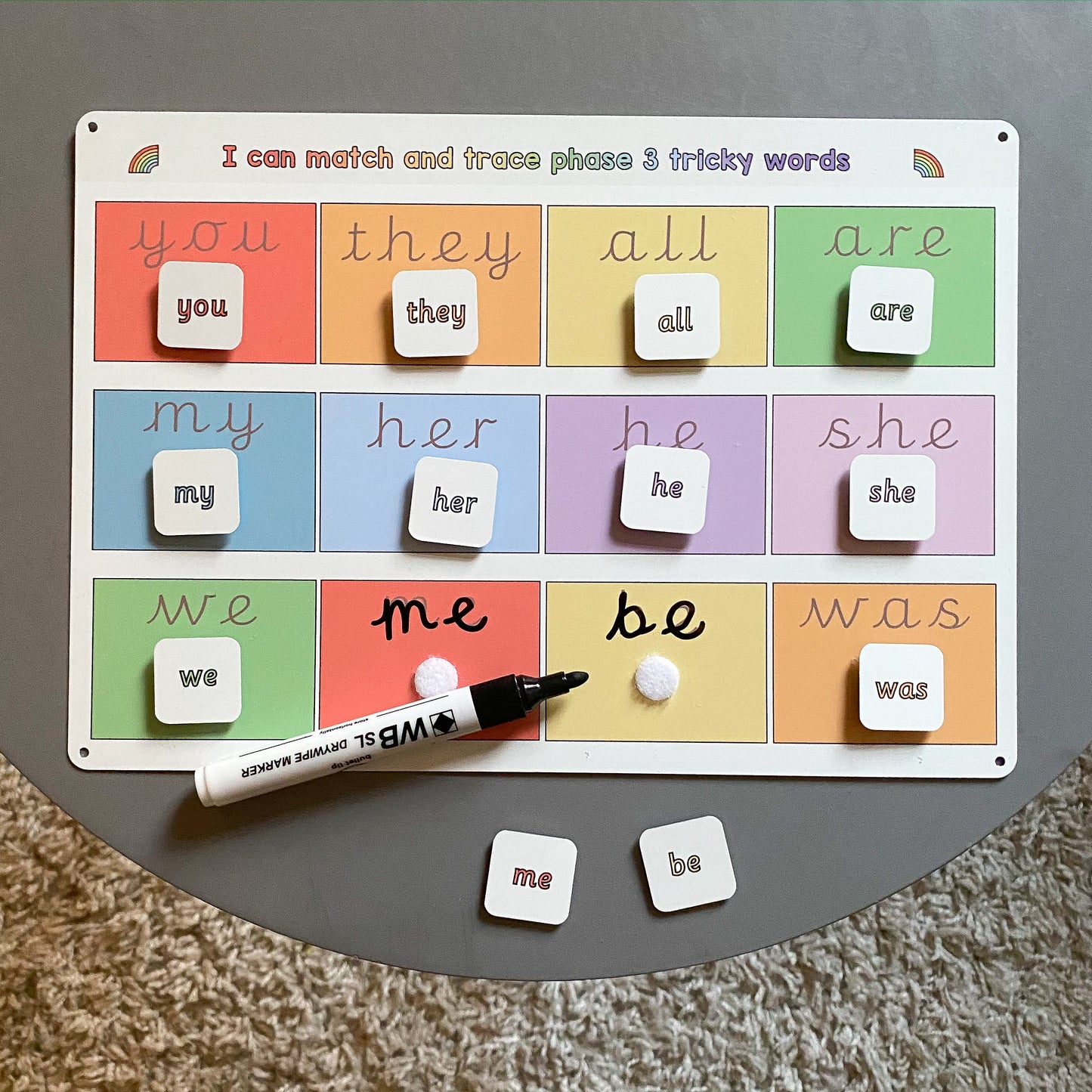 Phase 3 Tricky Words Matching Mat