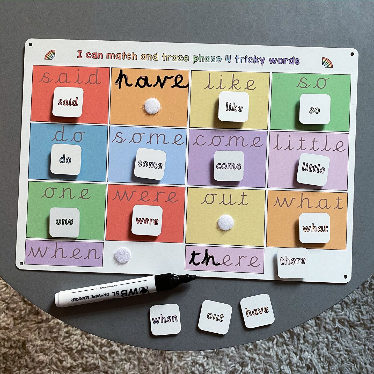 Phase 4 Tricky Words Matching Mat