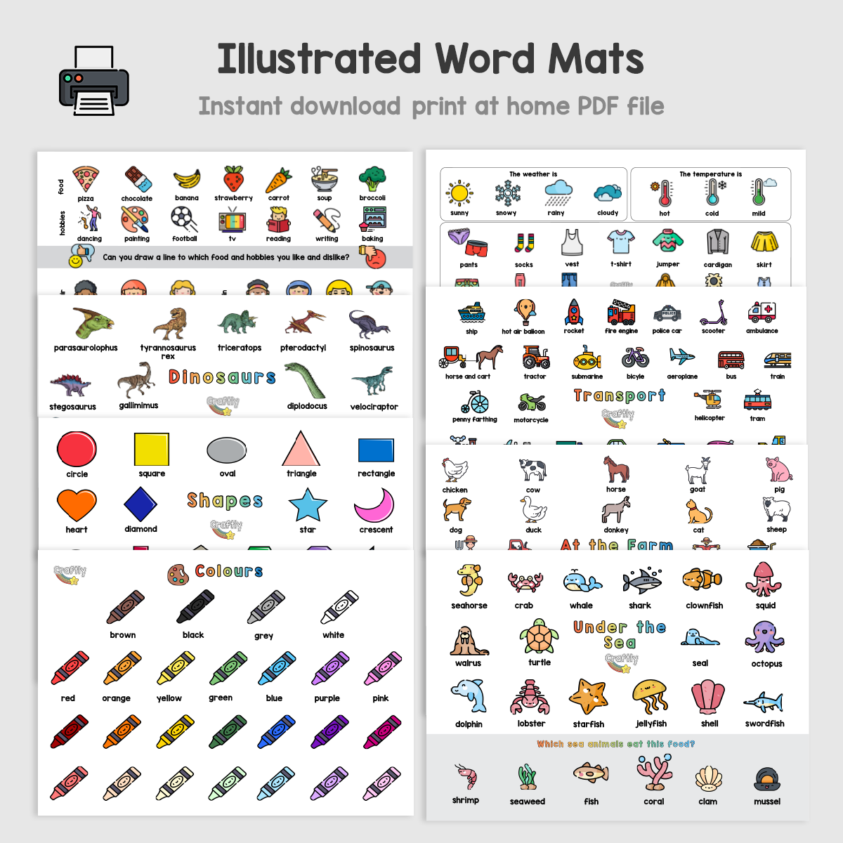 PRINTABLE Word Mats and Matching Activities Bundle – Craftly Ltd