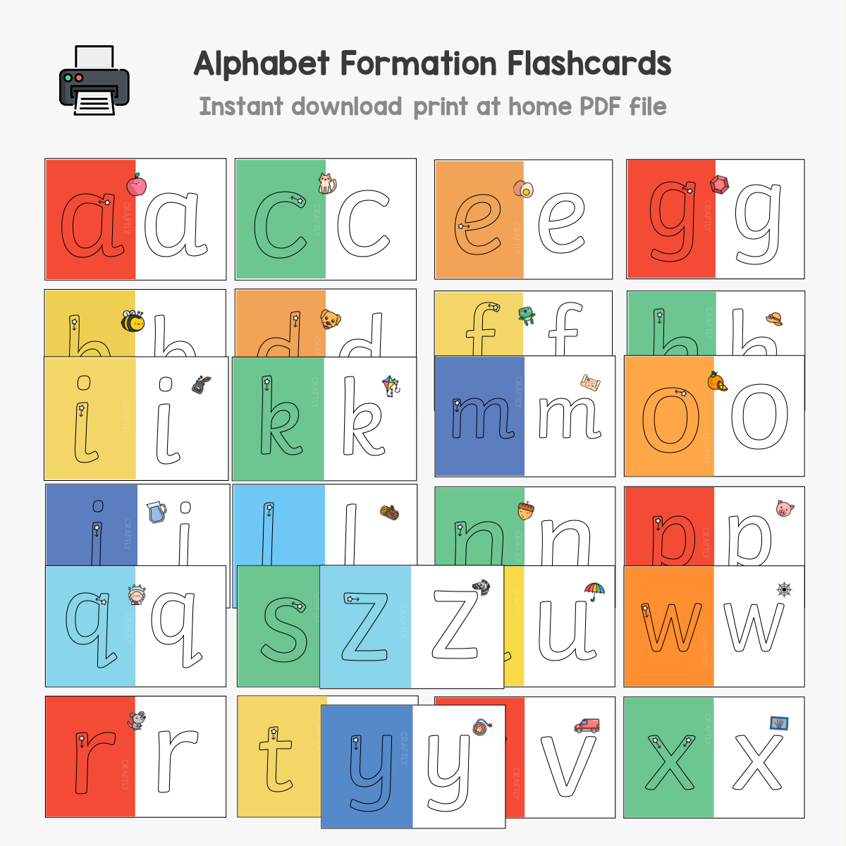PRINTABLE Alphabet Formation Flashcards