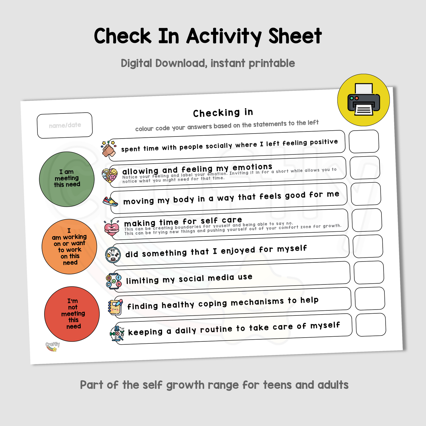 PRINTABLE Mental Health Check In – Craftly Ltd