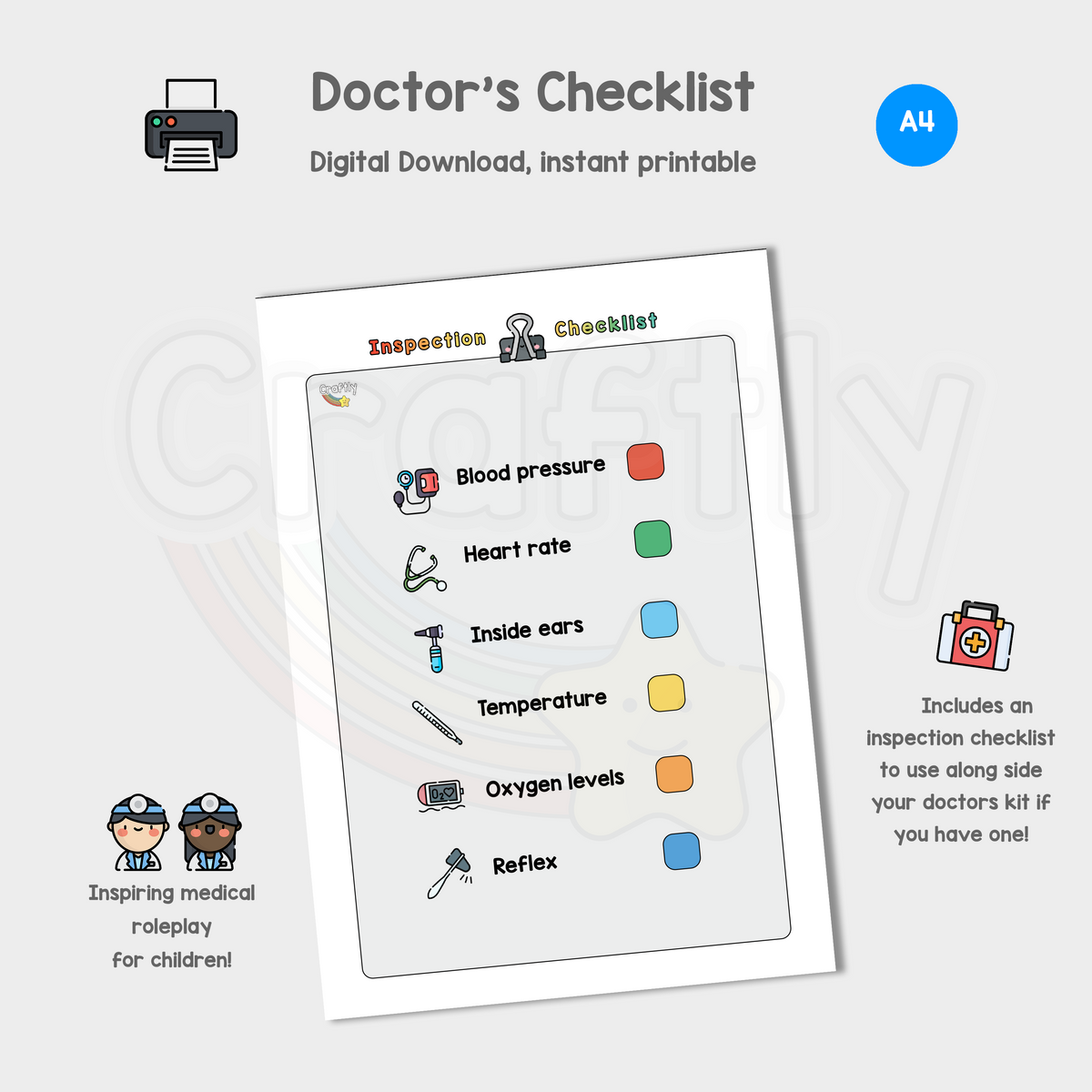 Doctor Chart Checklist PRINTABLE Doctor's Checklist Roleplay – Craftly Ltd