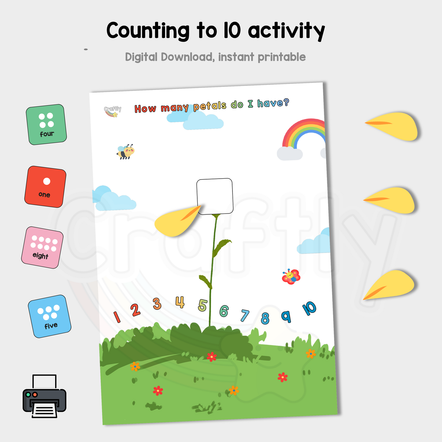 PRINTABLE Counting to 10 Petals Activity