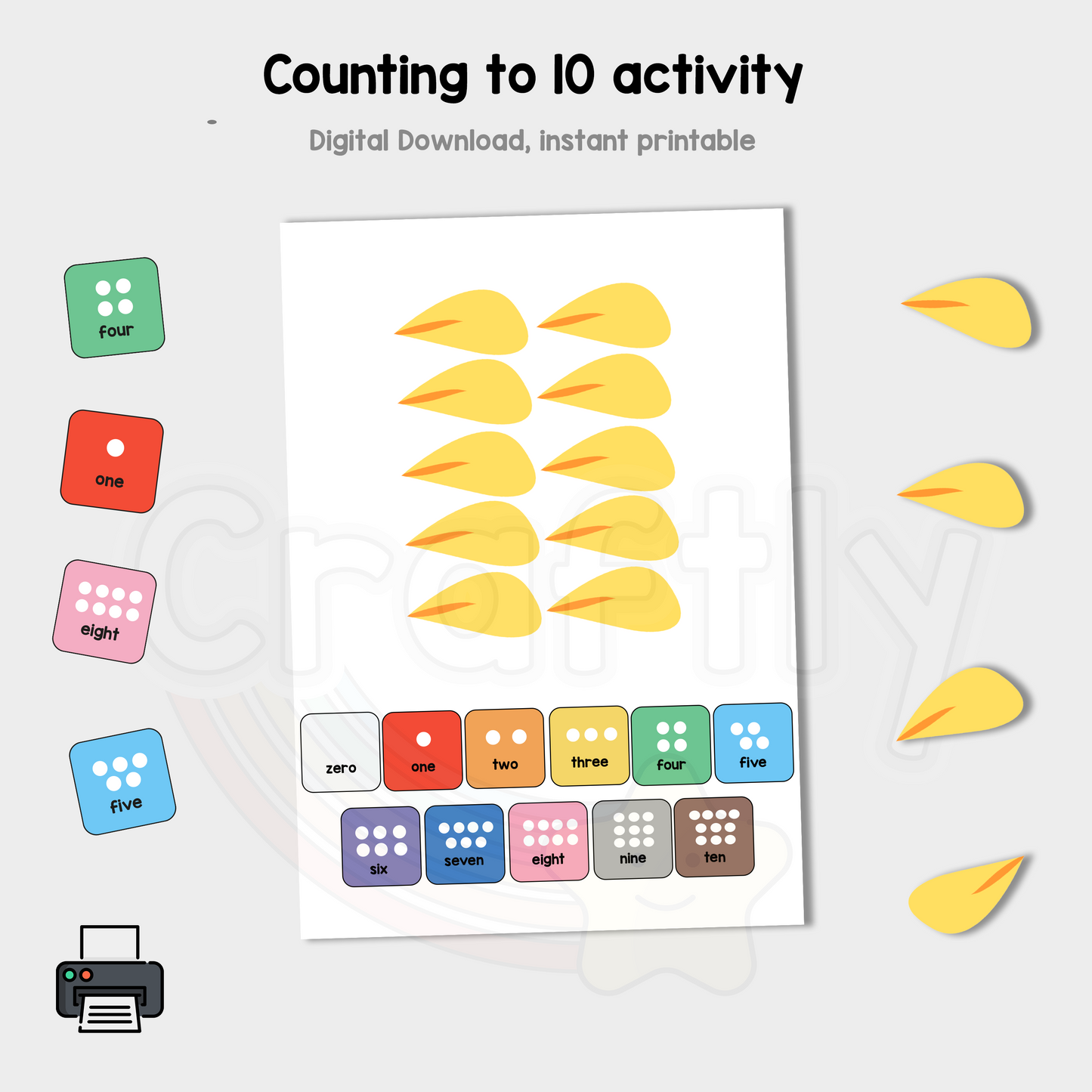 PRINTABLE Counting to 10 Petals Activity