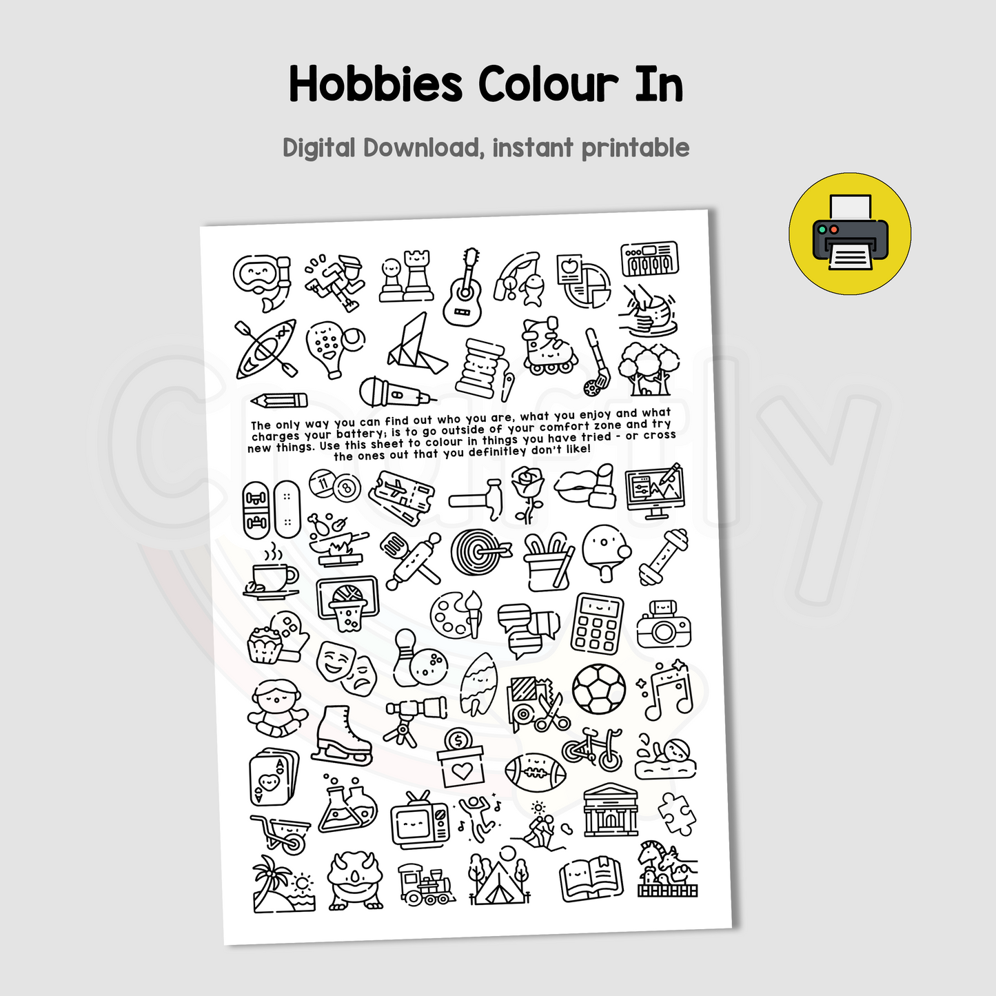 PRINTABLE Finding What You Love Colour In Activity