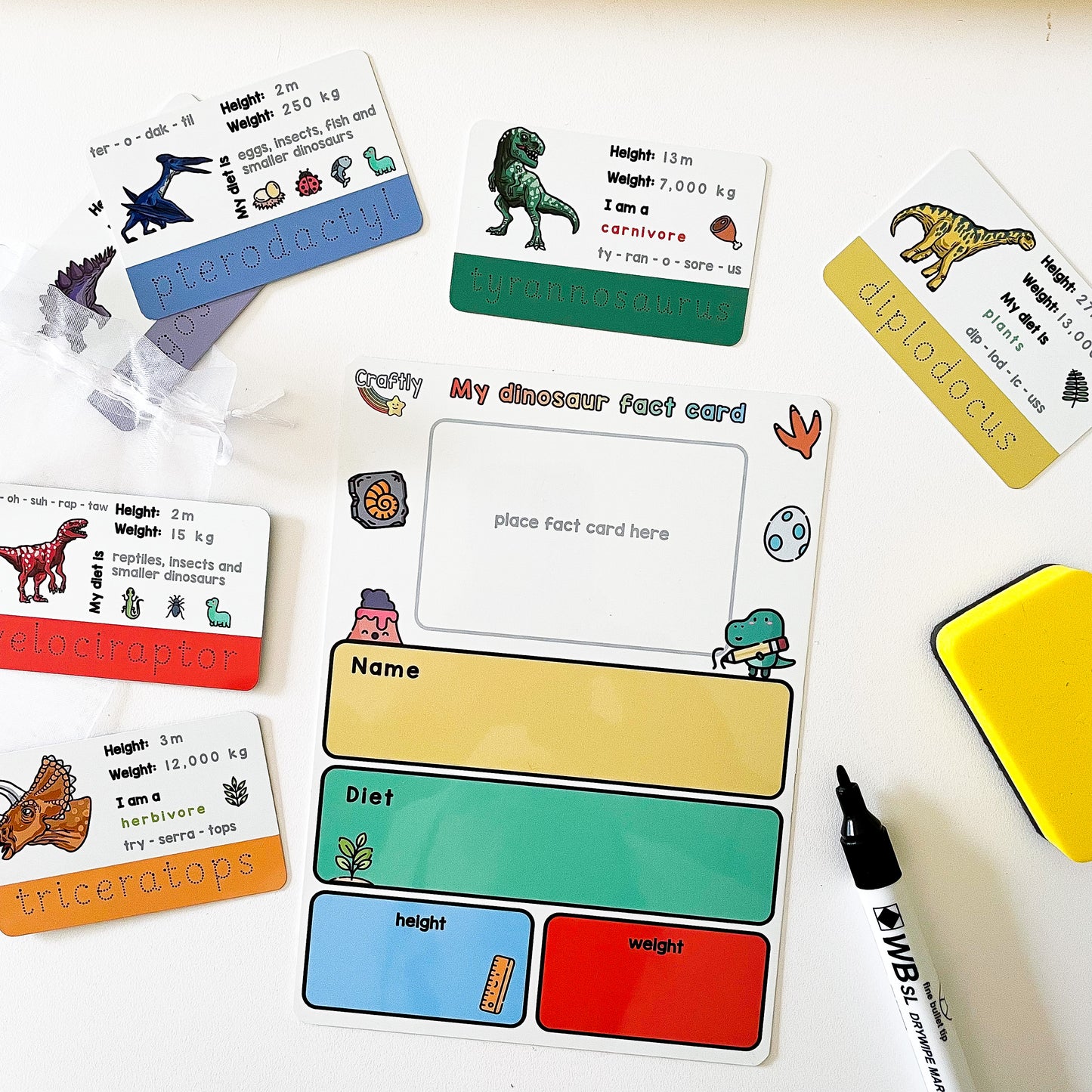Dinosaur Fact Cards Writing Activity
