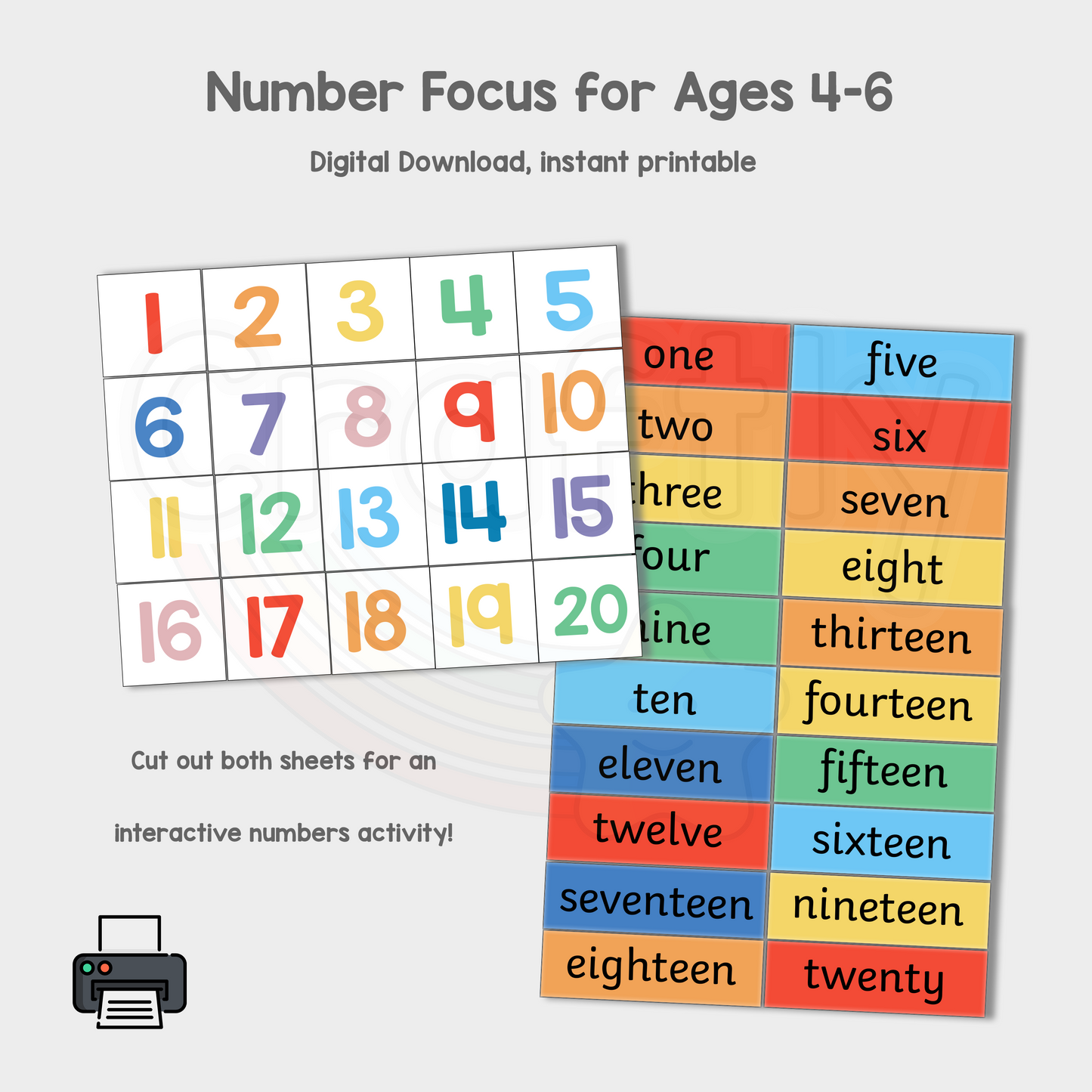 PRINTABLE Number Focus (EYFS - Year 1)