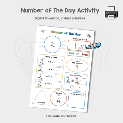 PRINTABLE Number of the Day