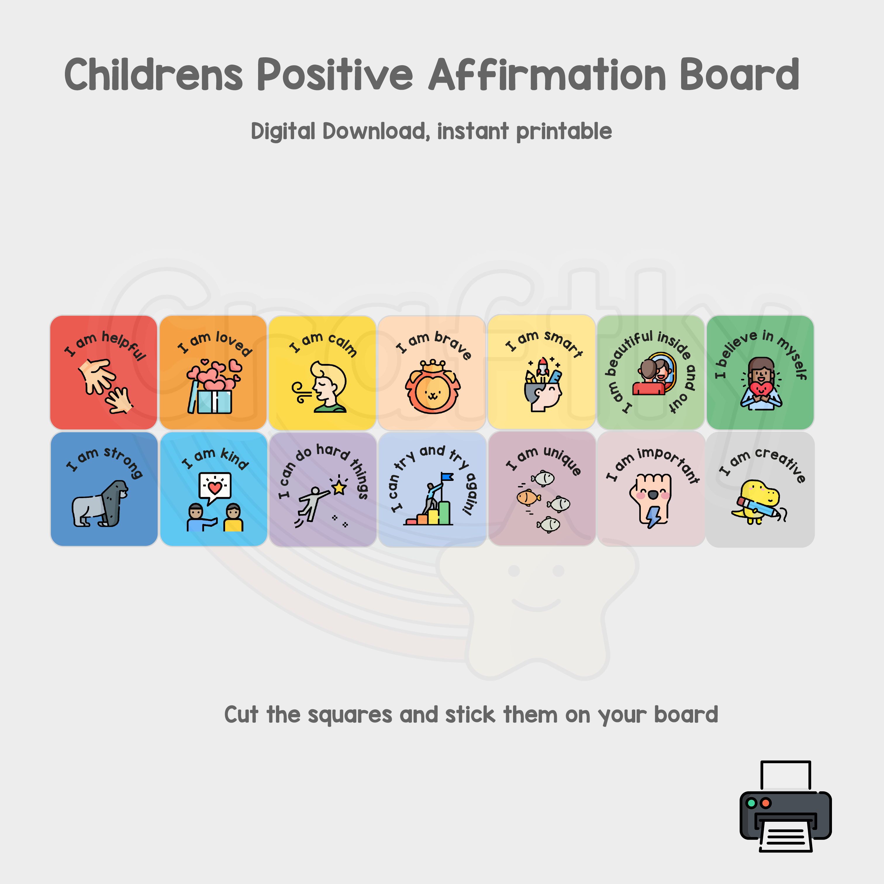 PRINTABLE Positive Affirmations Board Craftly Ltd