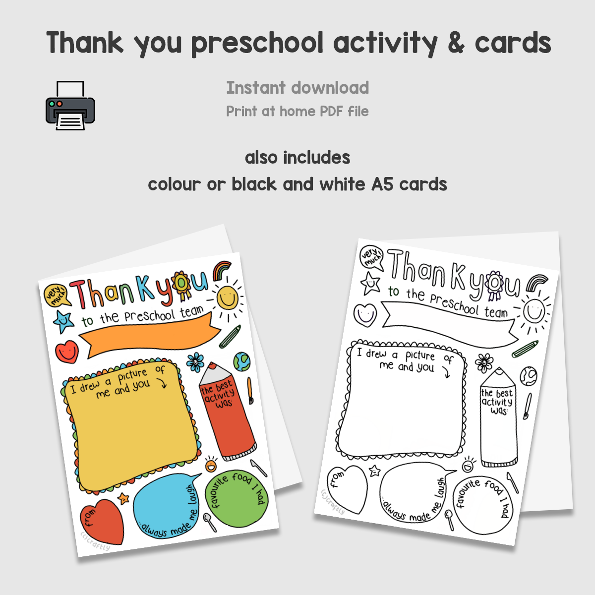 PRINTABLE Thank you Preschool Teacher Gift – Craftly Ltd