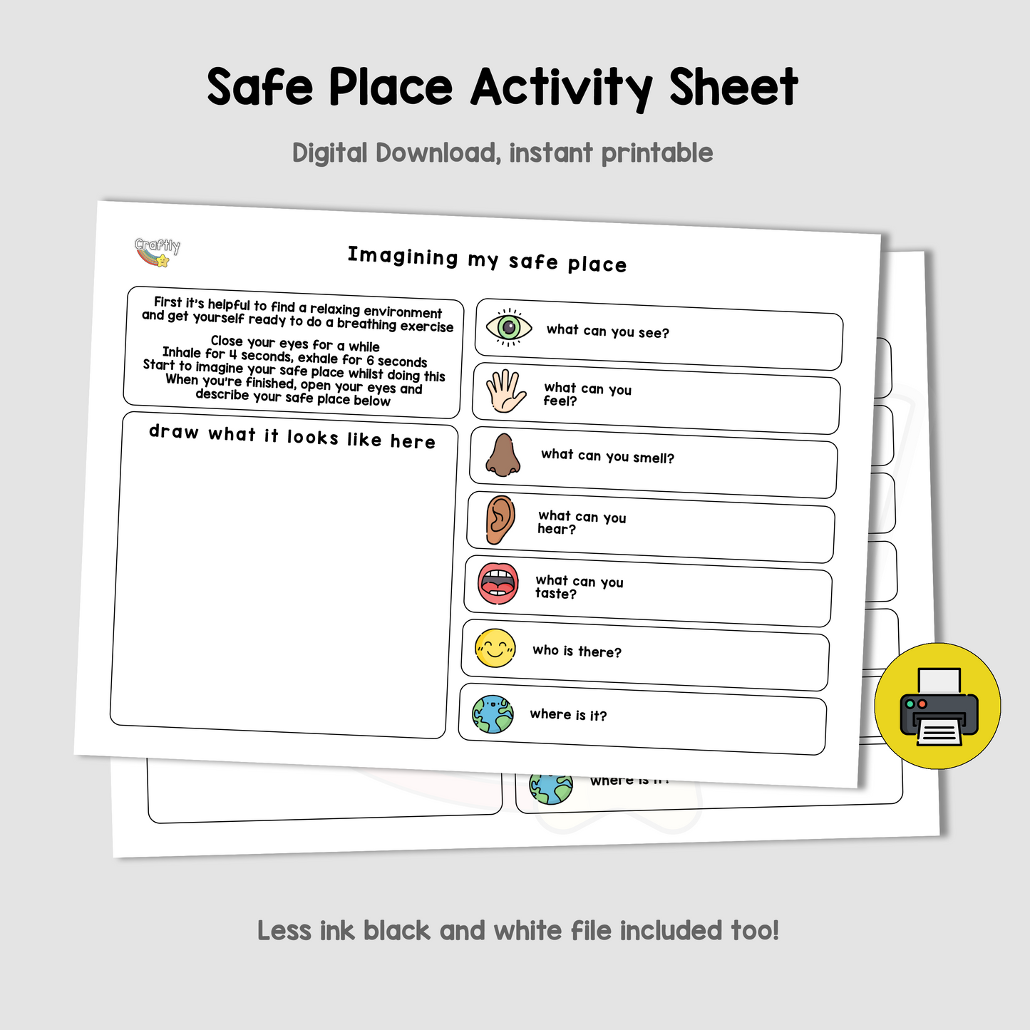 PRINTABLE Safe Place Coping Activity
