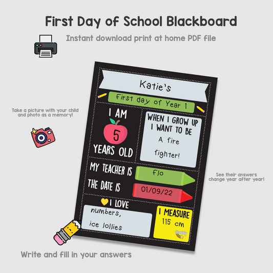 PRINTABLE School Memory Photo Board (Blackboard)